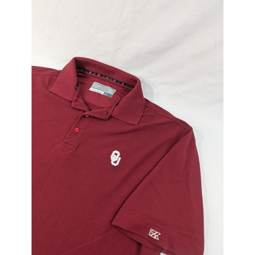 Oklahoma Sooners Knit Red Cutter And Buck Mens Large Dry Tec Golf Polo